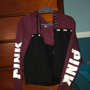 Pink by victoria secret maroon zip up hoodie